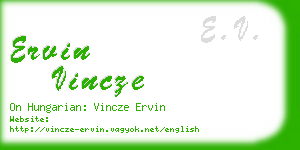 ervin vincze business card